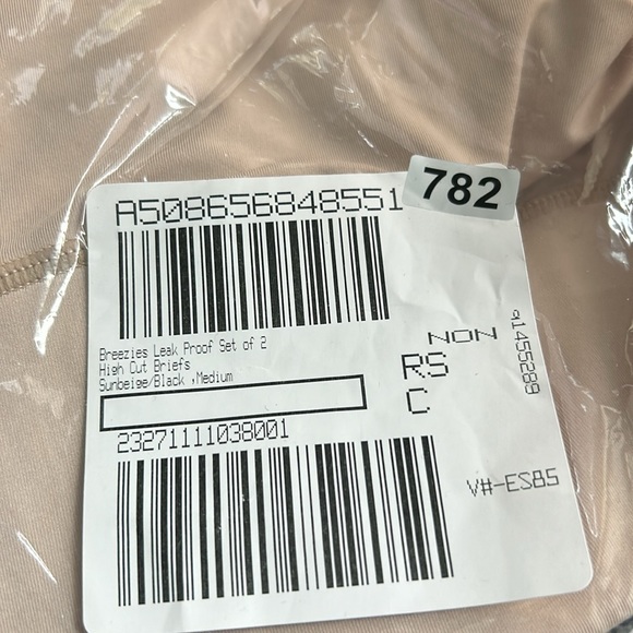 Breezies Sunbeige/Black Leak Proof Set of 2 High Cut Briefs Size Medium - Picture 5 of 6